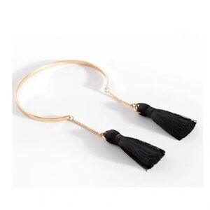 NIB | Anthropologie | Shiraleah Chicago Tallulah Bracelet Gold w/ Black Tassels